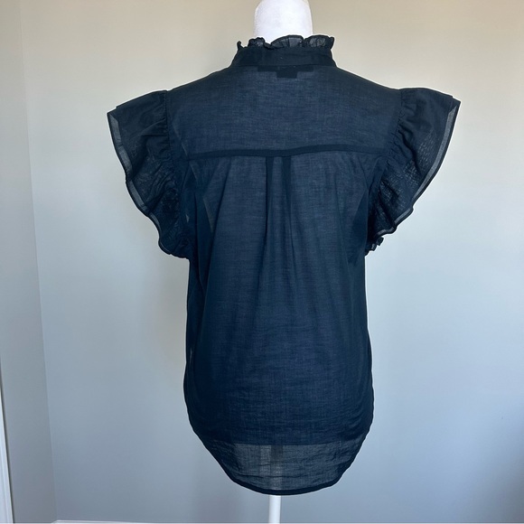 Veronica Beard Tenille Navy Ruffle Trim Blouse. Perfect for Spring. Size Small - Picture 3 of 8